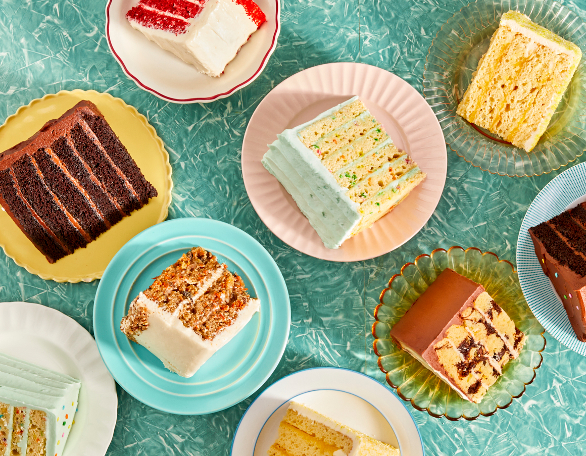 Variety of cake slices