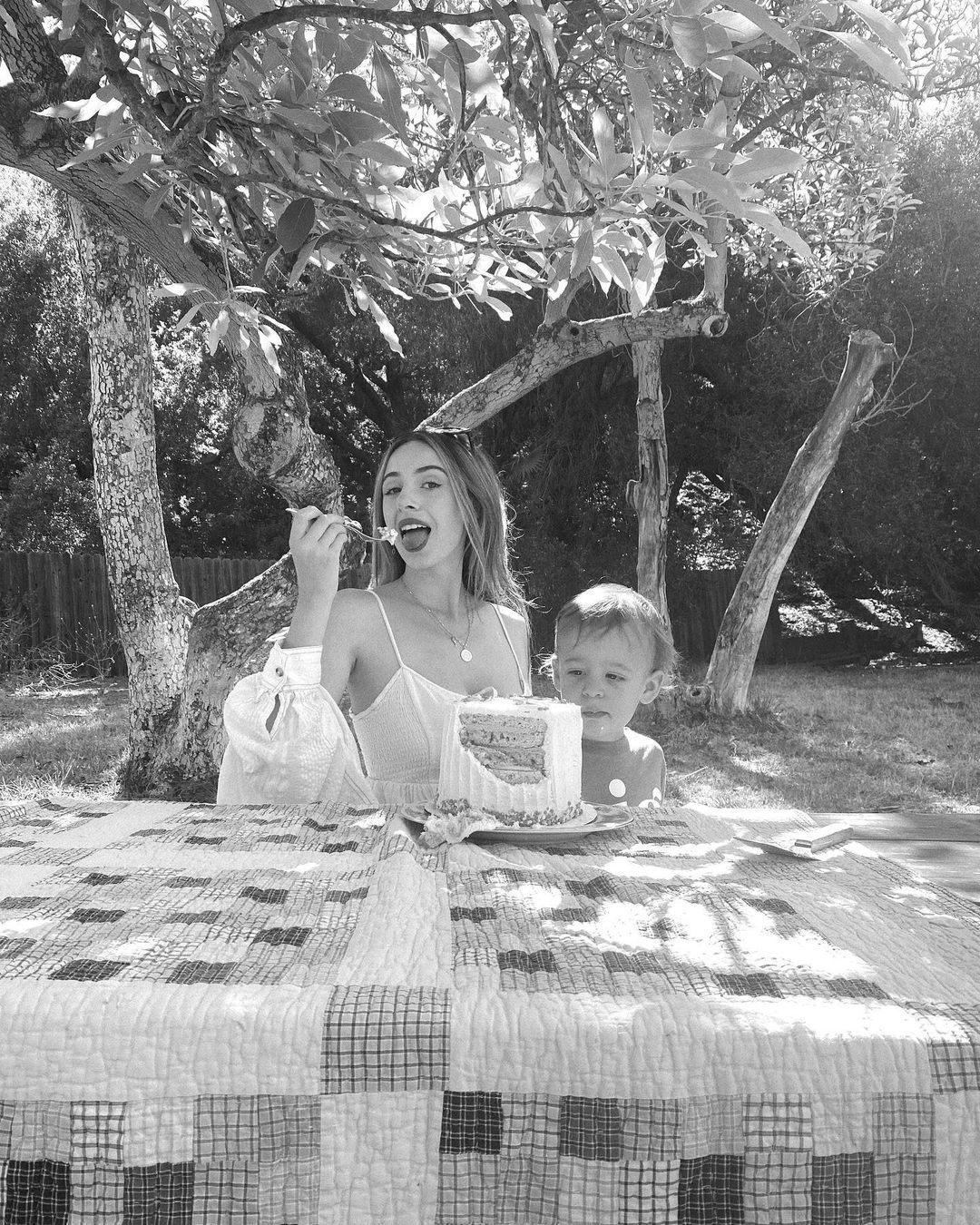 Black and white picture of a gender reveal because it