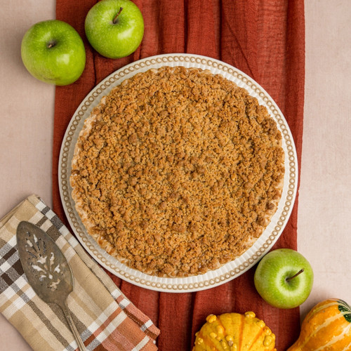 Top view of the handcrafted Apple Crumble Pie by SusieCakes topped with all-butter crumble view 6