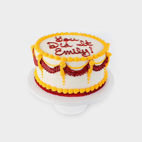 Red & Gold Vintage Graduation Cake