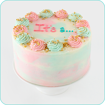 blue and pink watercolor cake